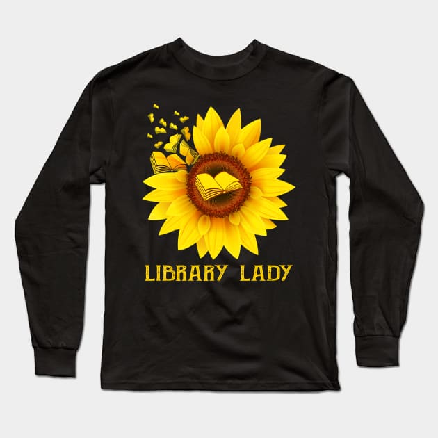 Library Lady - Sunflower Library Lady Long Sleeve T-Shirt by cruztdk5